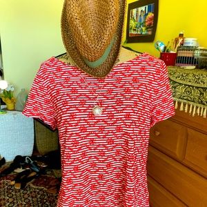 COPY - Anthropologie beautiful cotton red and white top size large